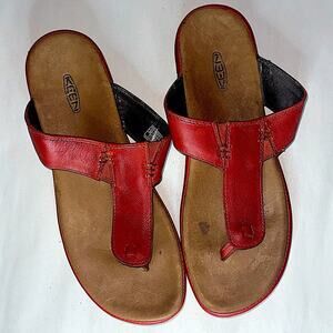🩵🩷 Keen Emerald City Red Leather Thong Sandals Size9.5 Style 1008678